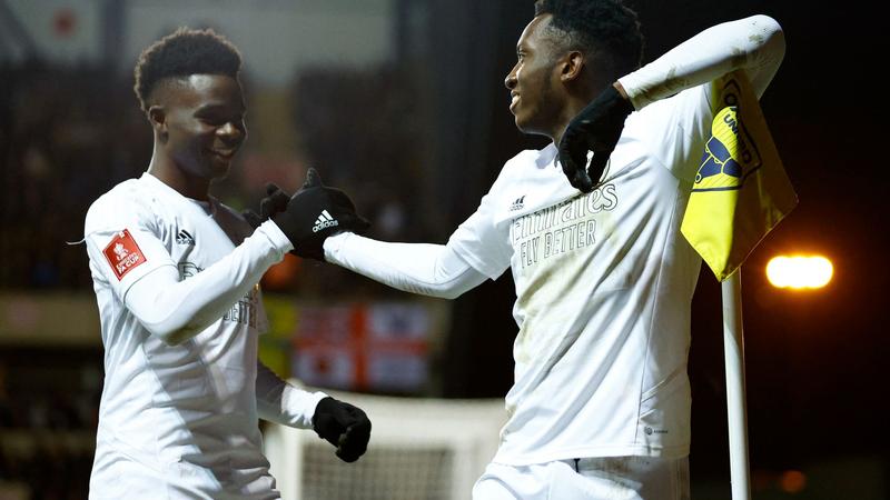 Nketiah double sends Arsenal into FA Cup clash with Man City