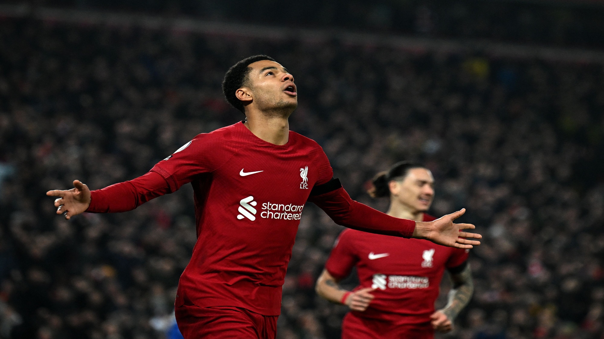 Gakpo off the mark as Liverpool wins Merseyside derby