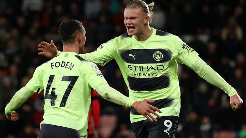 Haaland sets Man City record as champions crush Bournemouth