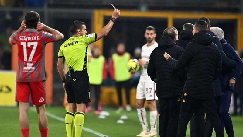 Mourinho sees red in Roma's shock loss to Cremonese